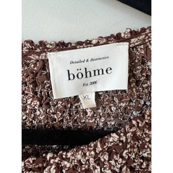 Boheme Selena Dress Smocked Bohemian Floral Mini Cottage Core, Prairie, XL - Picture 4 of 6